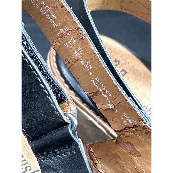 Clarks Womens Leather Black Wedge Sandals US 9 Comfortable Cushioned Sole - Picture 5 of 10